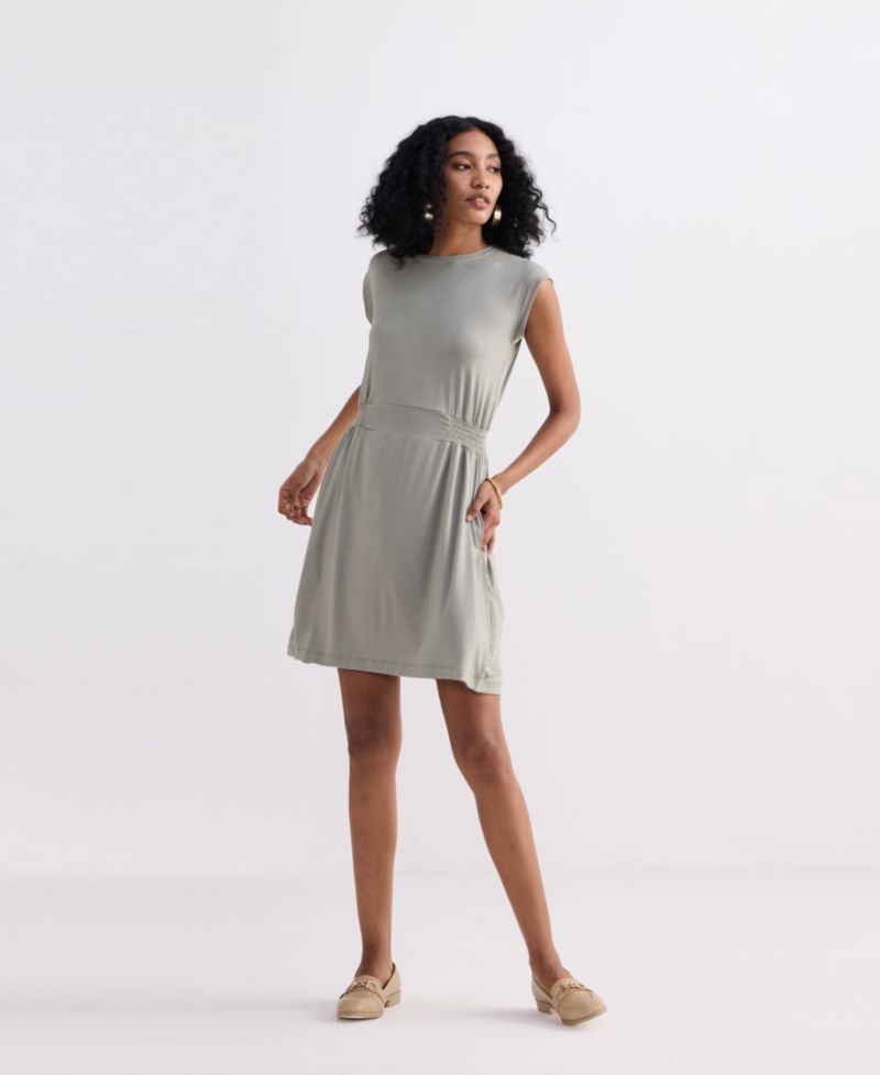Women's Short Dress With Smocking Side Detail