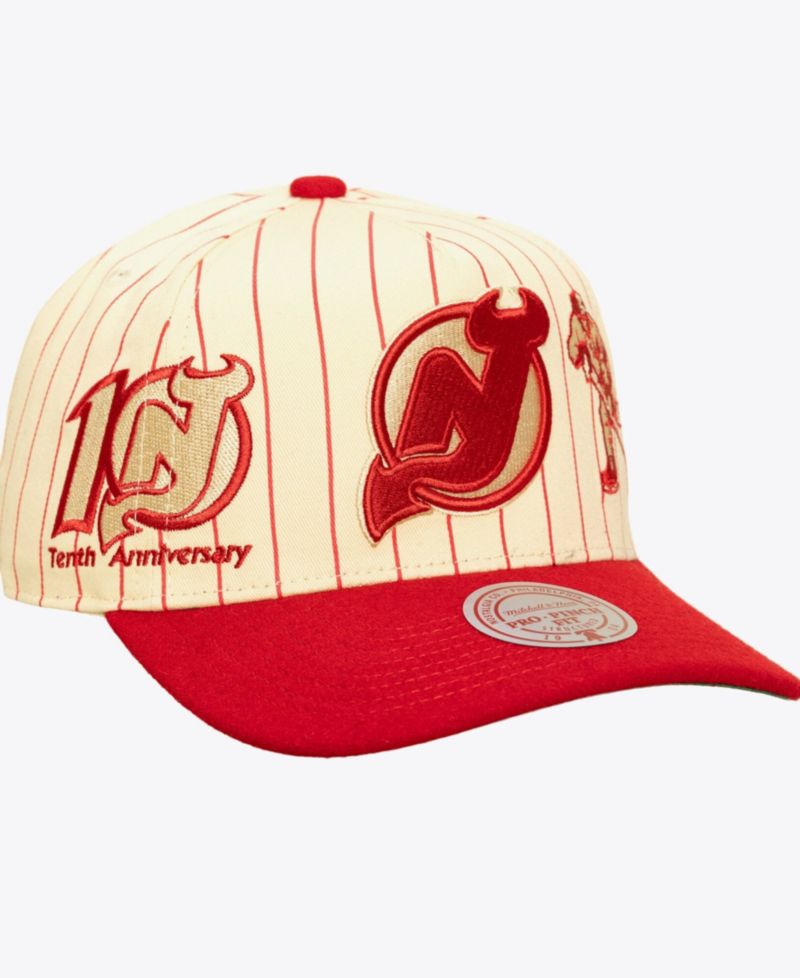 Men's Cream New Jersey Devils Retro Roots Vintage Stripe Pro Snapback Hat