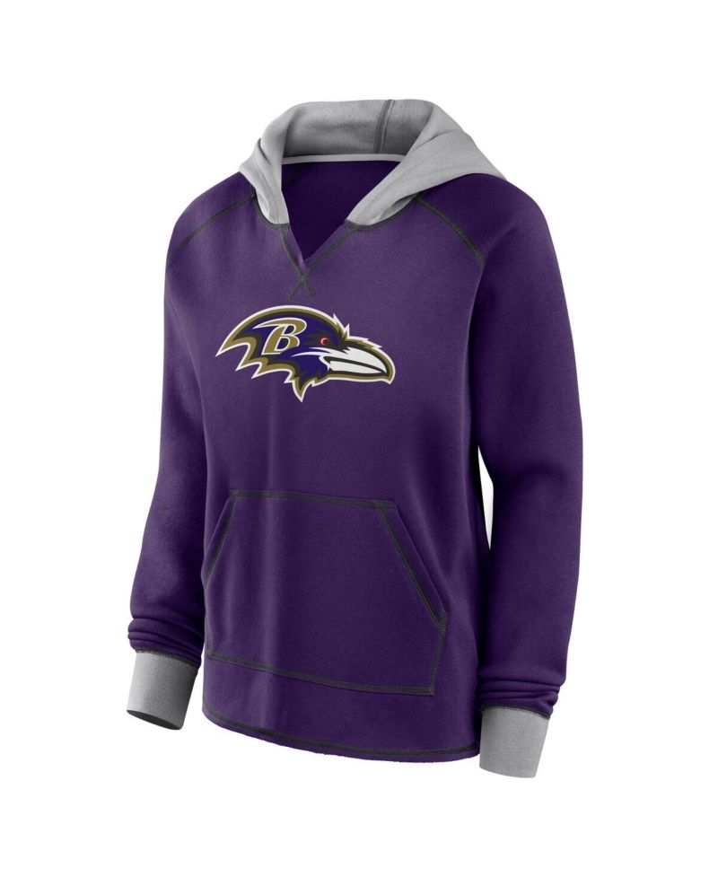 Women's Purple Baltimore Ravens Boom Fleece Pullover V-Neck Hoodie