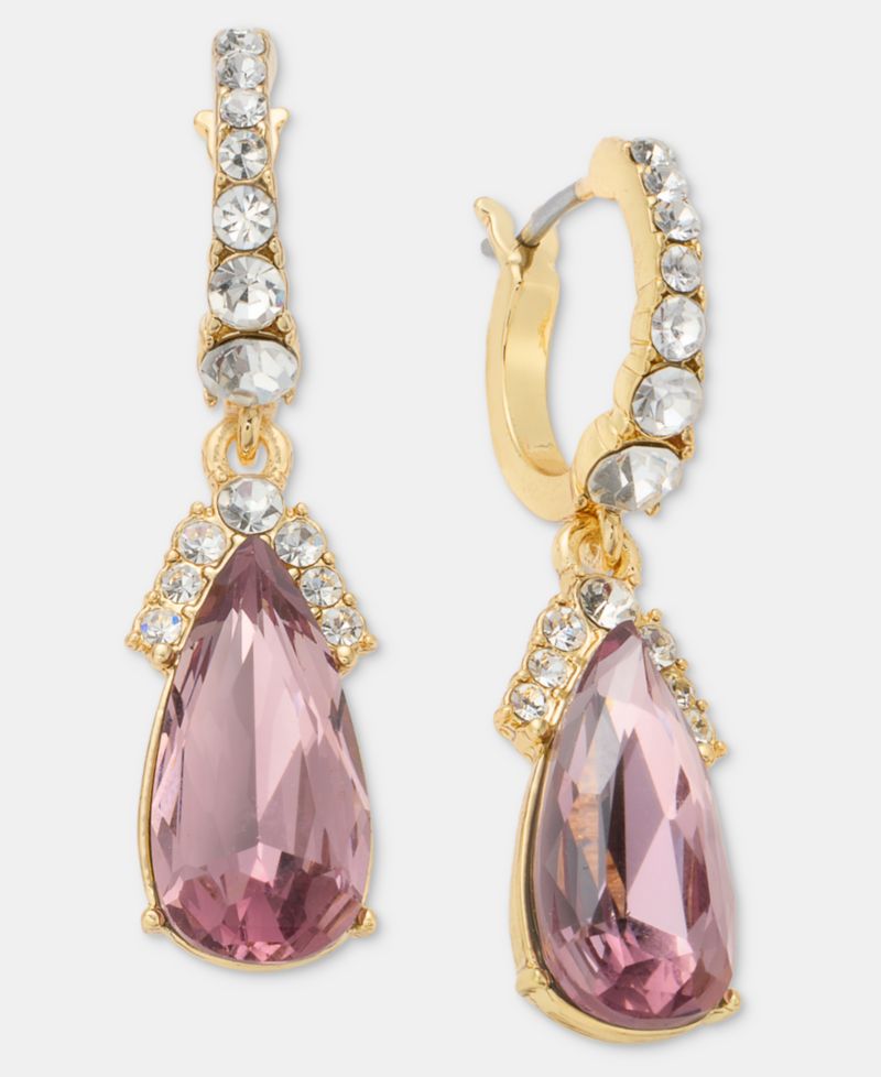 Crystal Pear-Shape Charm Hoop Earrings