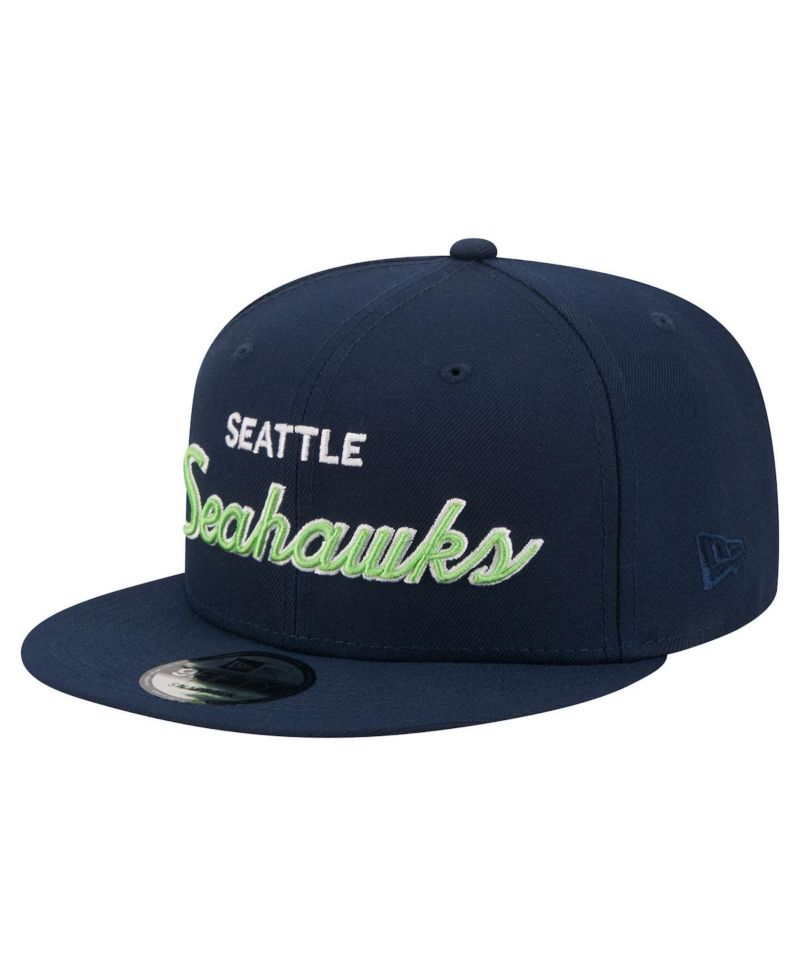 Men's College Navy Seattle Seahawks Core Team Script 9FIFTY Snapback Hat