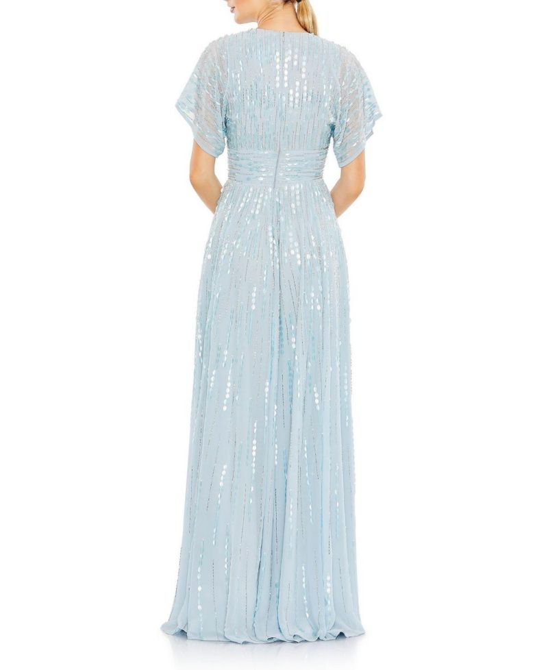 Women's Embellished V Neck Evening Gown