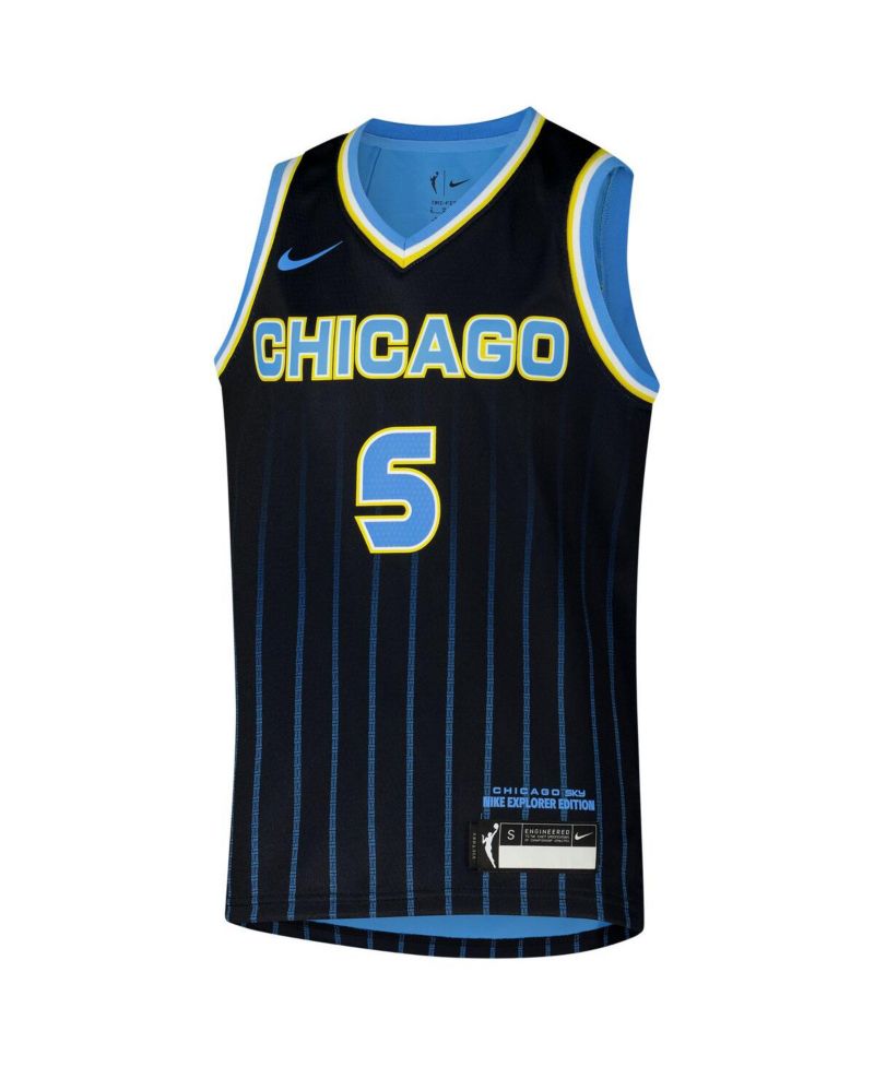 Big Boys and Girls Angel Reese Black Chicago Sky 2024 WNBA Draft Explorer Edition Victory Player Jersey