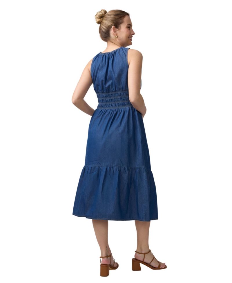 Maternity Ingrid + Isabel Sleeveless Chambray Midi Dress