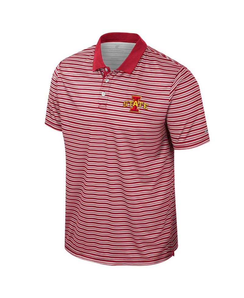 Men's Cardinal Iowa State Cyclones Striped Polo Shirt