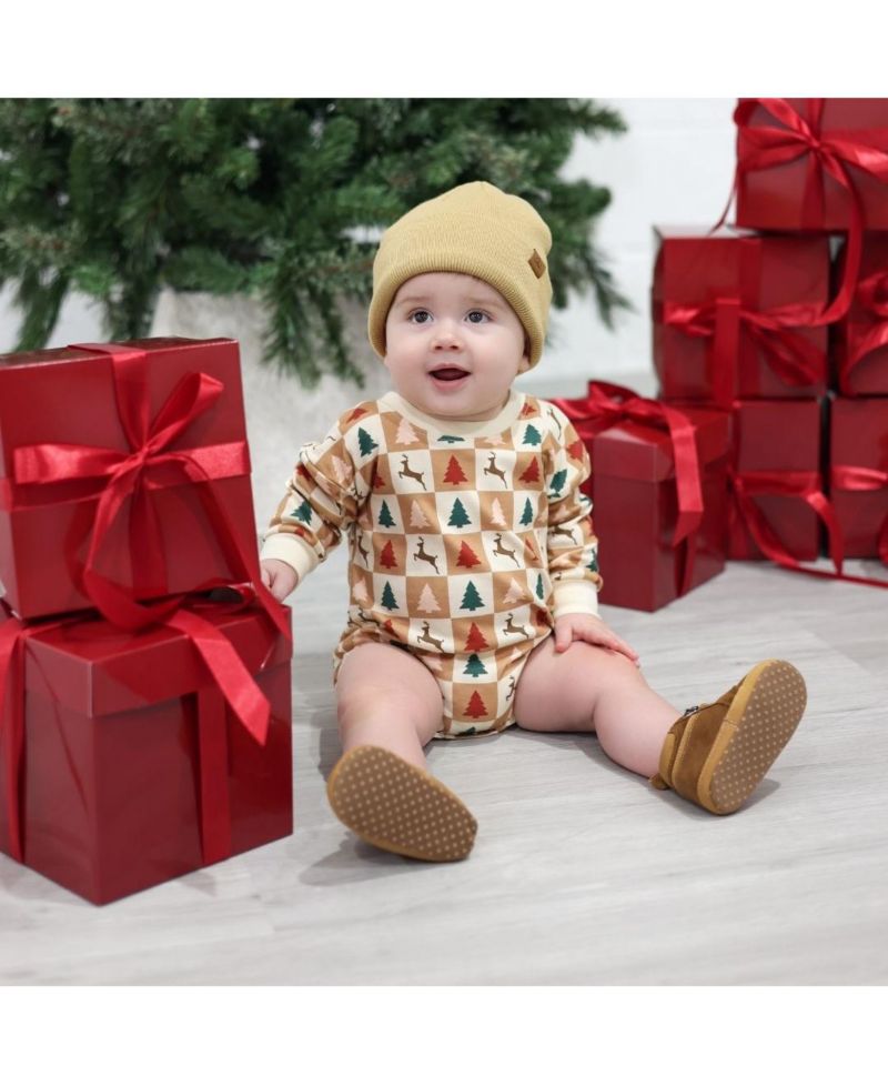 Baby Boys Cabin Christmas Long Sleeve Romper