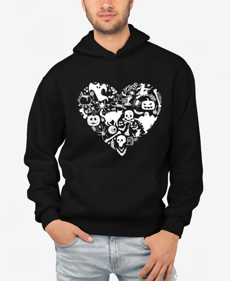 Men's Halloween Heart Word Art Hooded Sweatshirt