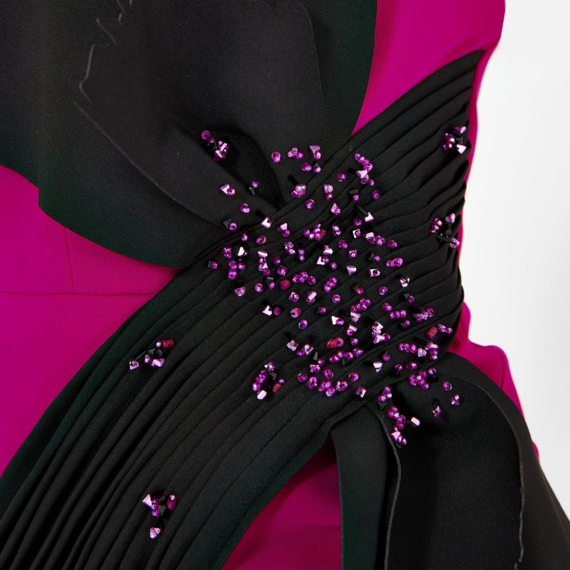 Women's Contrast Bow Detail Crepe Gown