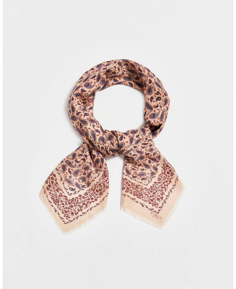 Paisley Folk Caramel Square Scarf