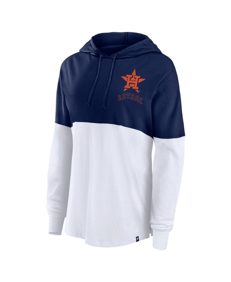 Women's Navy/White Houston Astros Backup Option Pullover Hoodie