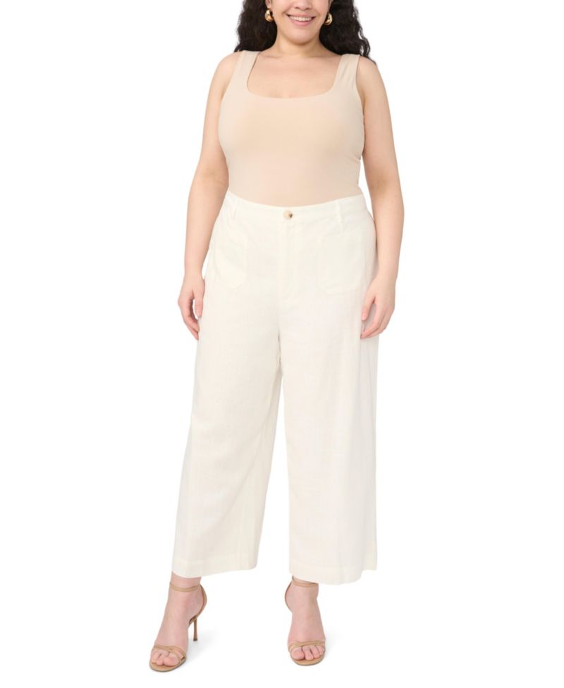 Plus Size Front Patch Pocket Ankle-Length Pants