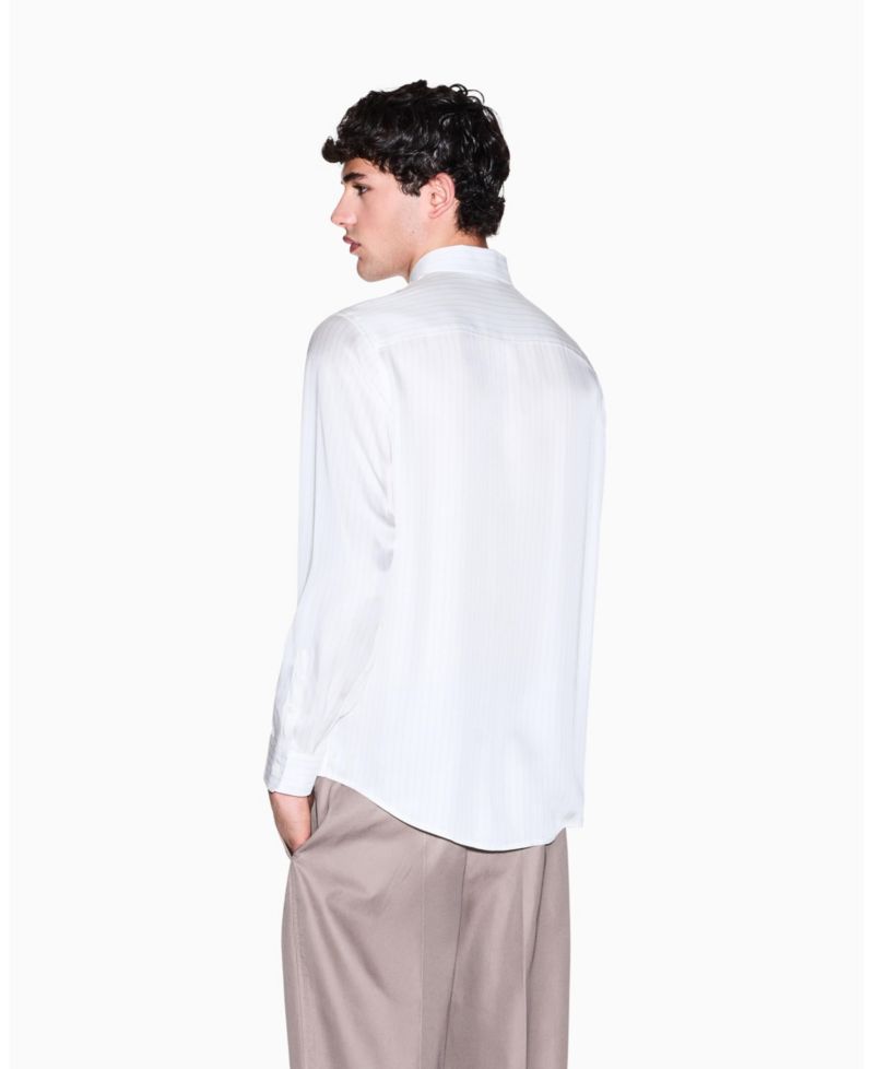 Men's Long Sleeve Striped Viscose Woven Shirt