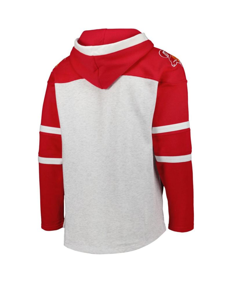 Men's Tampa Bay Buccaneers Heather Gray Historic Logo Gridiron Lace-Up Pullover Hoodie