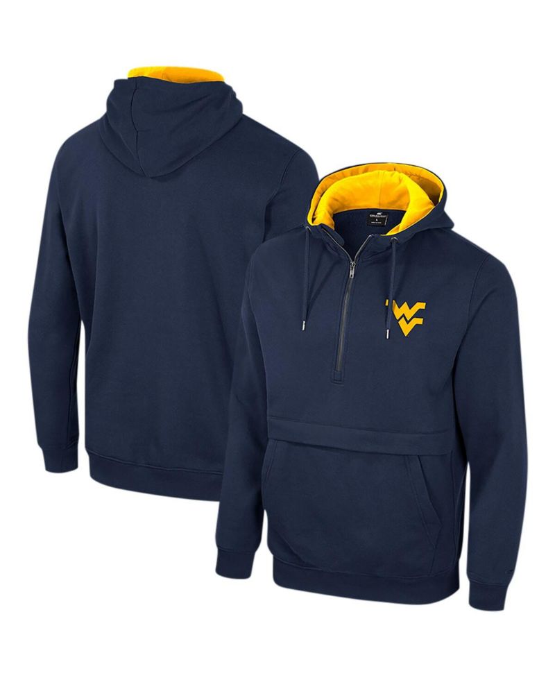 Men's Navy West Virginia Mountaineers Half-Zip Hoodie