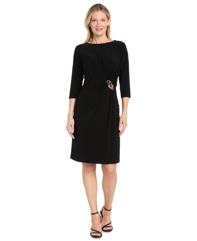 Women's Jersey Side-Drape Hardware Dress