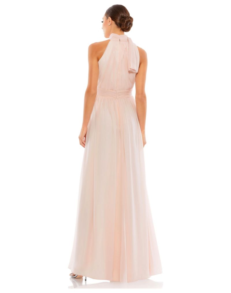 Petite A Line Chiffon Halter Neck Evening Gown