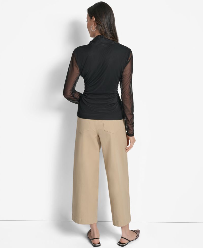 Women's Mesh V-Neck Long-Sleeve Top