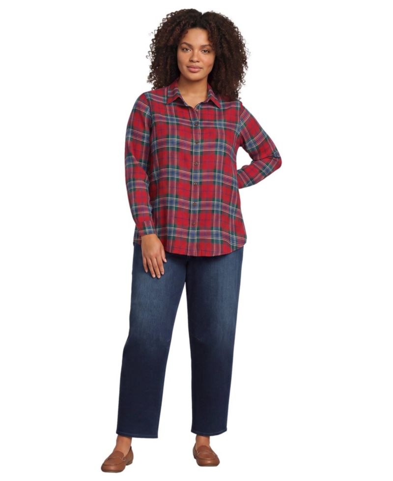 Plus Size Flannel Boyfriend Long Sleeve Shirt