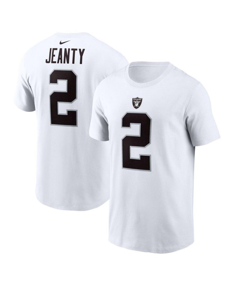 Men's Ashton Jeanty White Las Vegas Raiders 2025 NFL Draft First Round Pick Player Name & Number T-Shirt