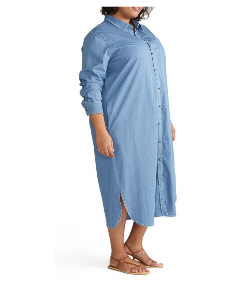 Women's Odeon Stretch Cotton Chambray Shirtdress