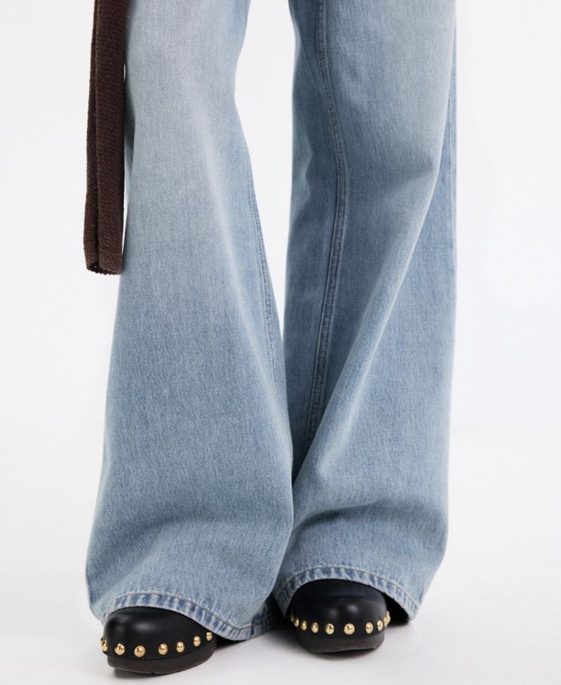 Women's High-Waisted Wide-Leg Frayed-Waistband Jeans