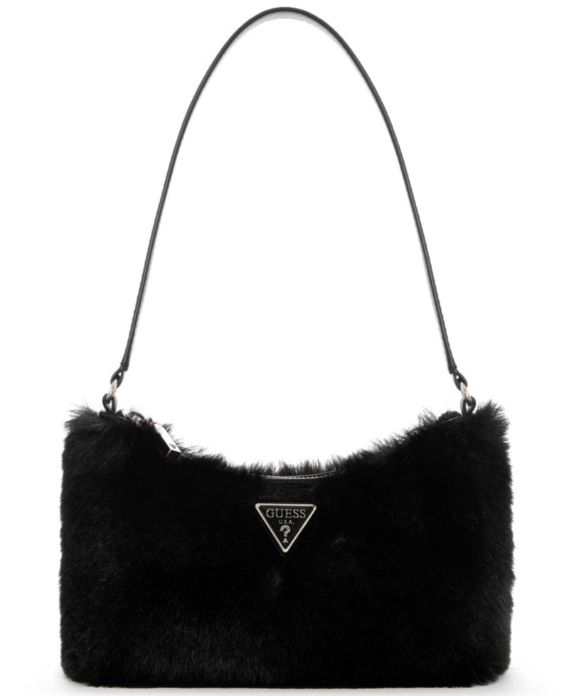 Faux Fur Shimmer Small Shoulder Handbag