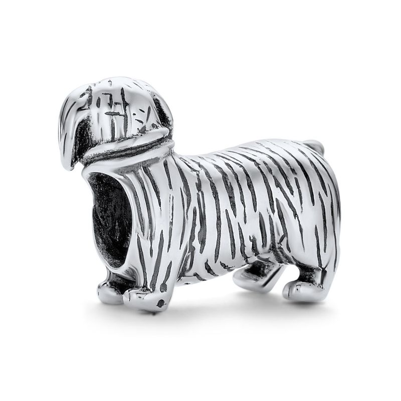 Pet Puppy Animal Lover Charm Bead for Bracelet .925 Sterling Silver