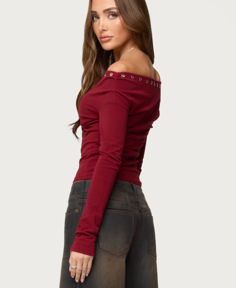 Womens Rebekka Grommet Off Shoulder Top
