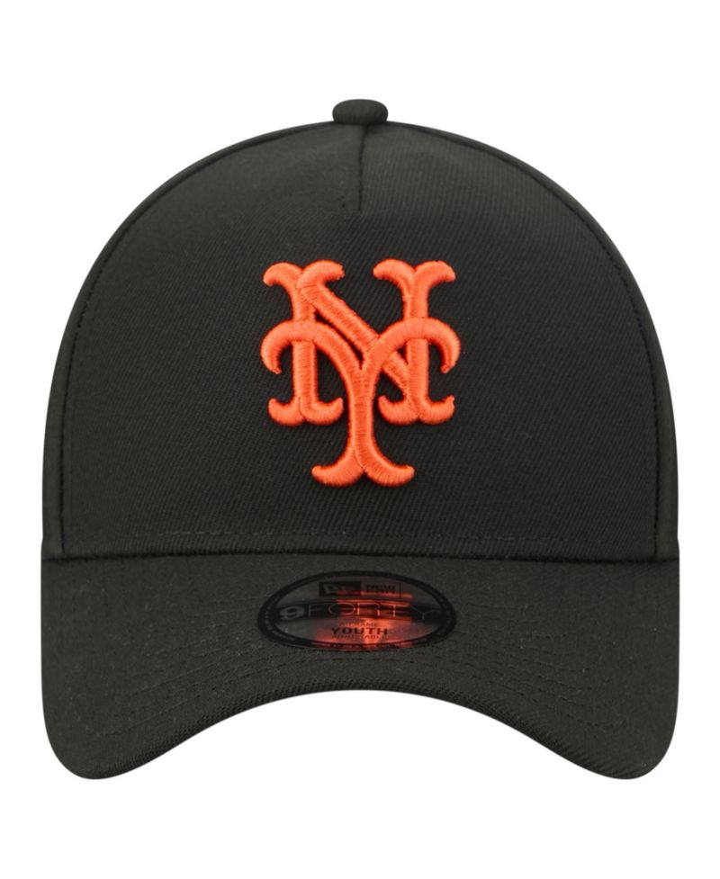 Big Boys and Girls Black New York Mets Cooperstown Logo 9FORTY A-Frame Adjustable Hat