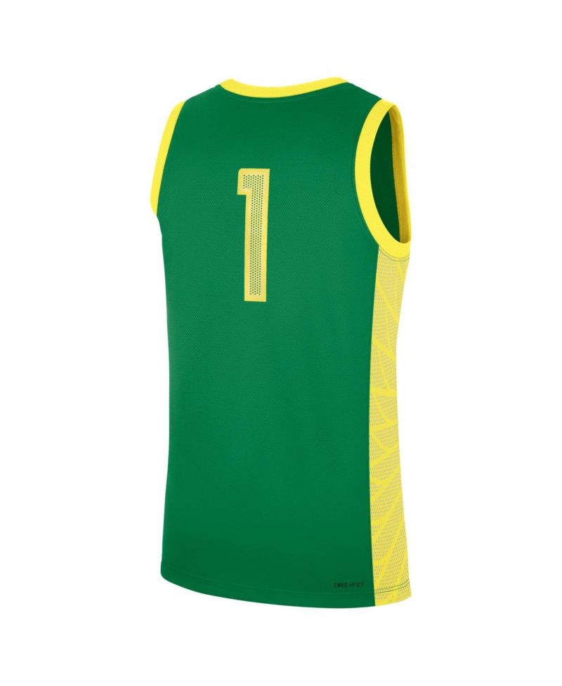 Men's Green Oregon Ducks 1 Road Replica Basketball Jersey