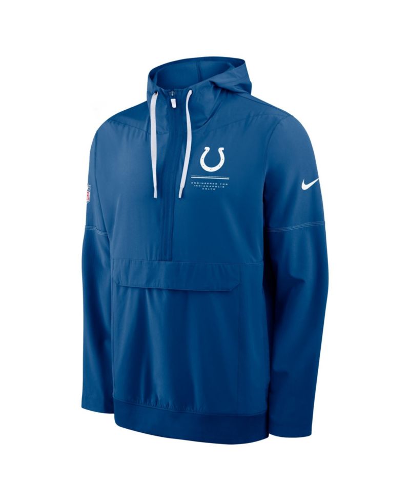 Men's Royal Indianapolis Colts Sideline Anorak Half-Zip Hooded Jacket