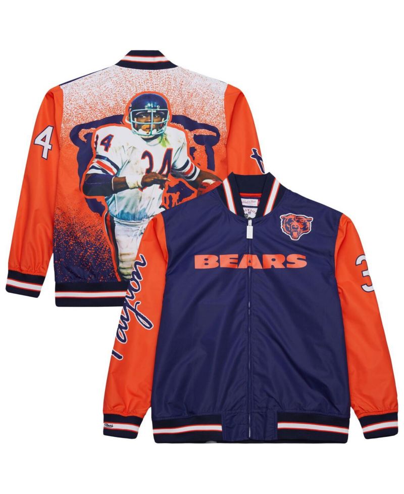 Men's Walter Payton Navy Chicago Bears Retired Player Graphic Full-Zip Satin Jacket