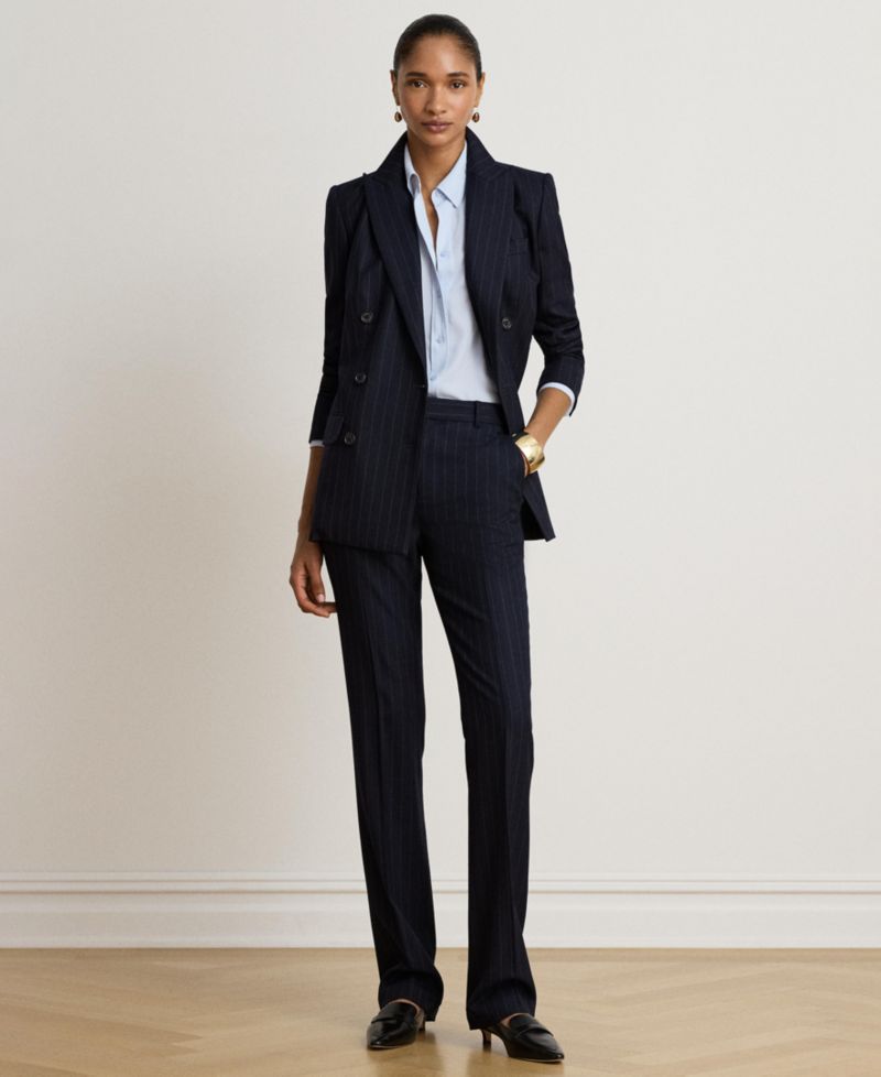 Women's Pinstripe Double-Breasted Twill Blazer