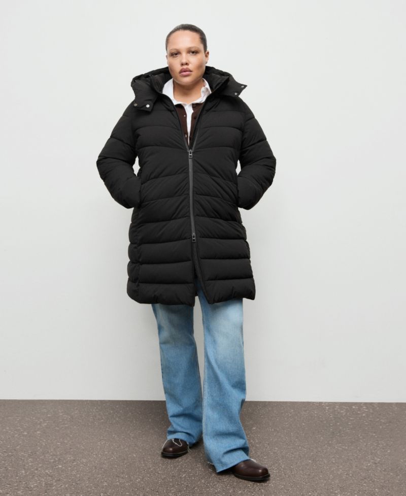 Women's Hood Midi Quilted Anorak Coat