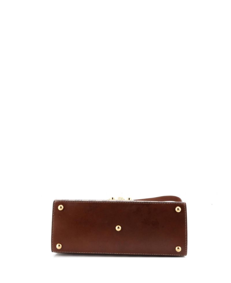 Small Padlock Top Handle Bag GG Coated Canvas and Leather