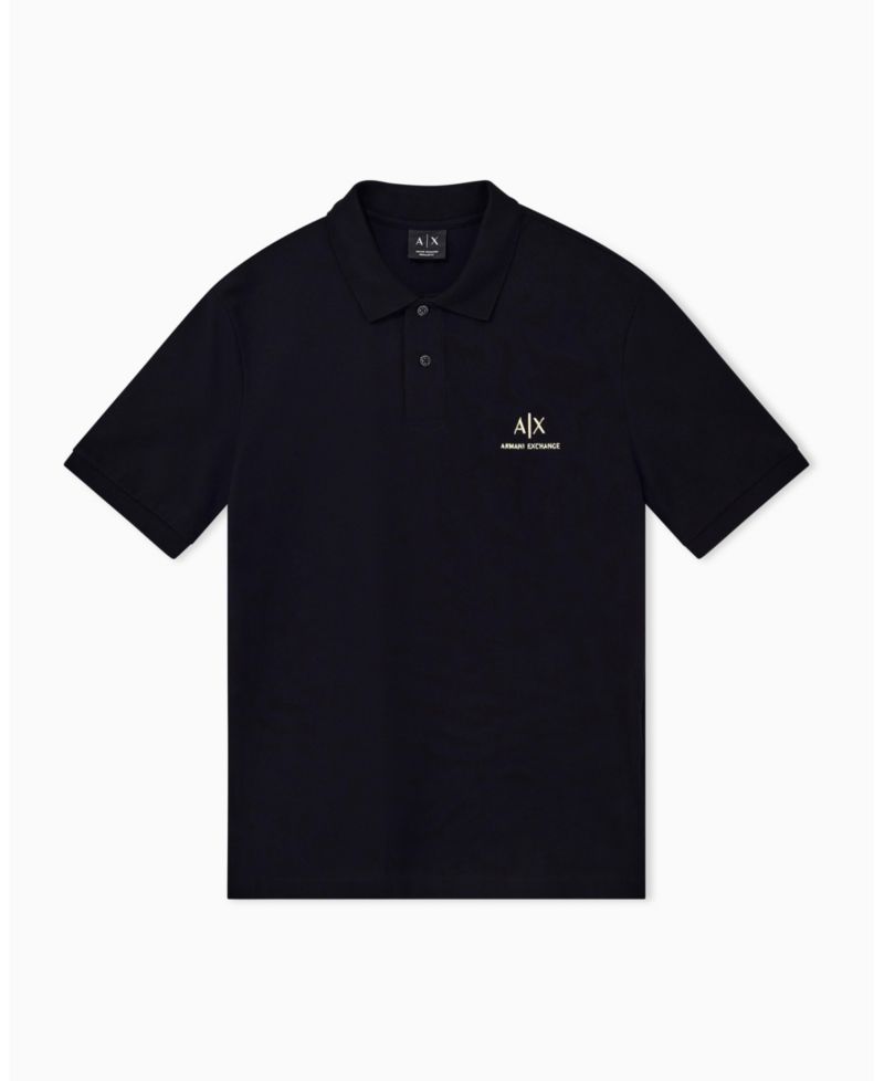 Men's Black And Gold Short Sleeves Pique Polo Shirt