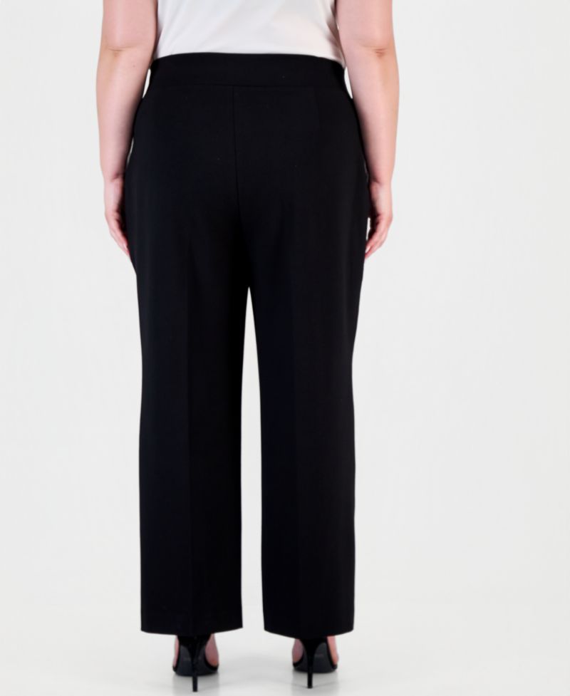 Plus Size Compression Pull-On Wide-Leg Trousers
