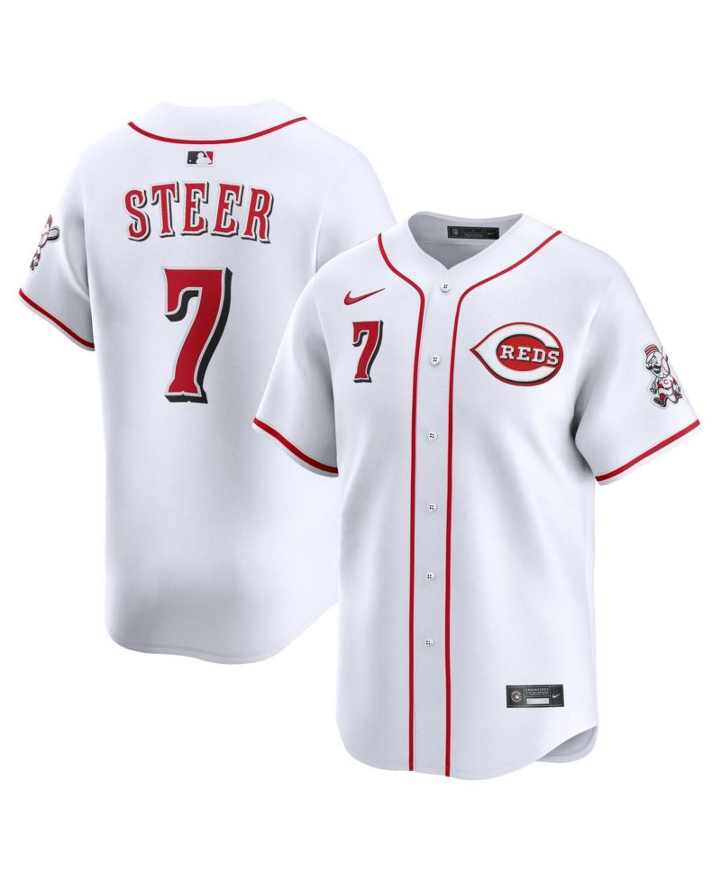Men's Spencer Steer White Cincinnati Reds Alternate Limited Player Jersey