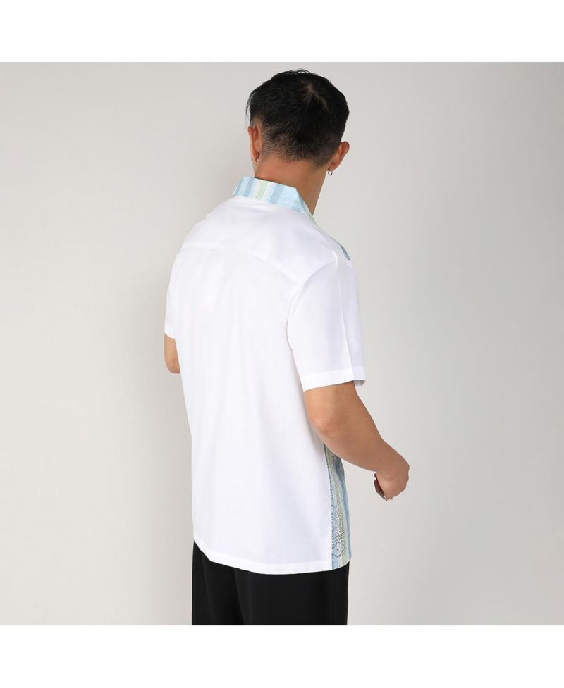 Men's Light Blue & Pale Yellow Fish Eye Ethnic Shirt