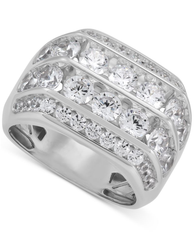 Men's Lab Grown Diamond Multirow Cluster Ring (5 ct. t.w.) in 10k White Gold