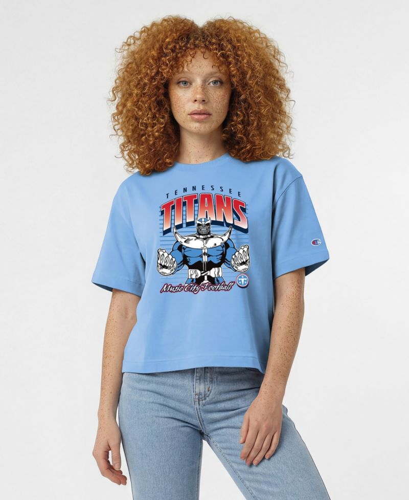 Women's Light Blue Tennessee Titans Disney X Champion All Star T-Shirt