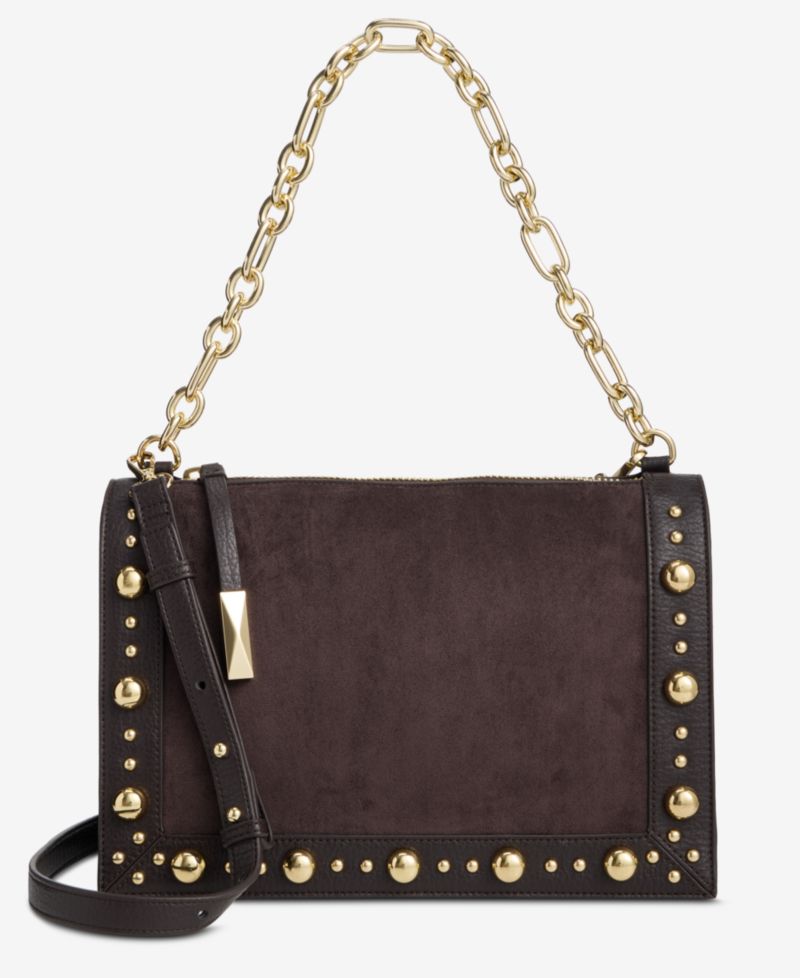 Fyonna Faux Suede Studded Shoulder Bag