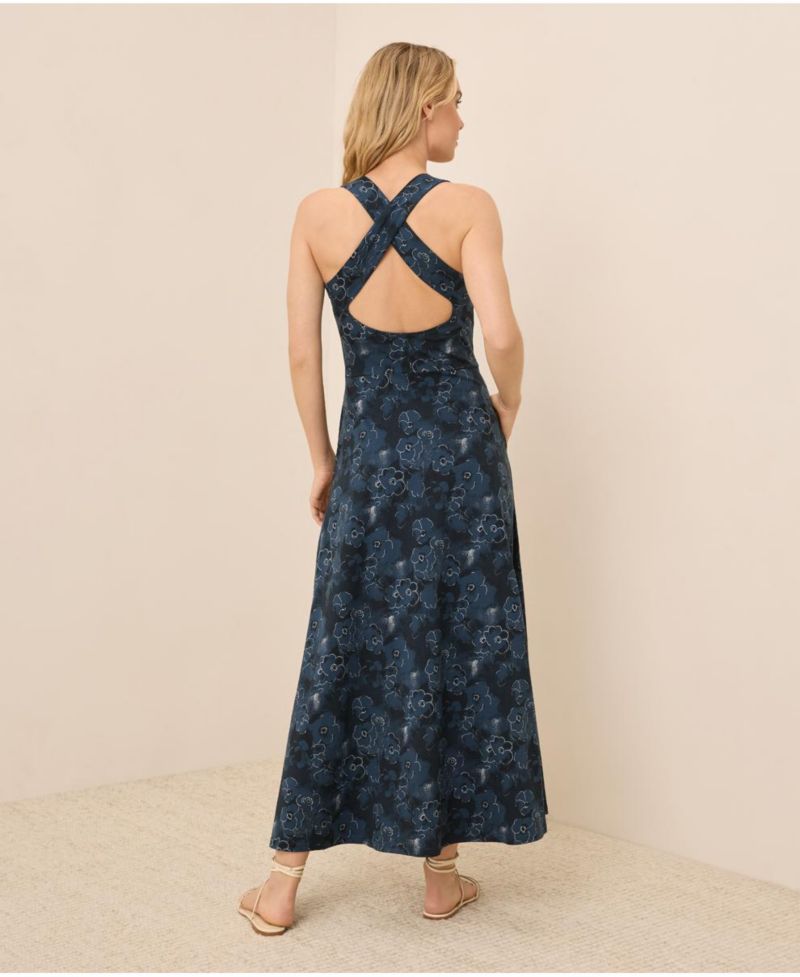 Women's Fit & Flare Open Back Maxi Dress