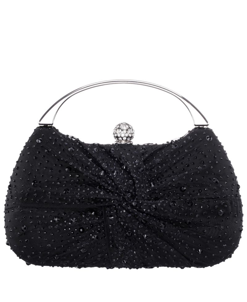 Crystal Twist Chiffon and Satin Minaudiere Clutch Bag