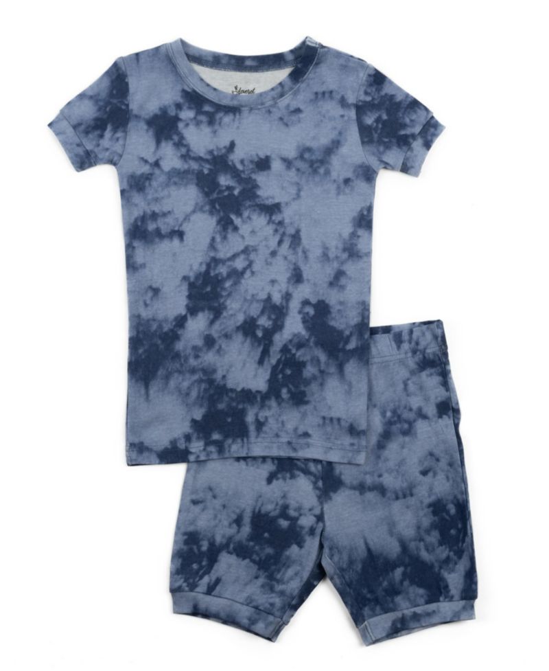 Toddler Matching Family Two Piece Cotton Short Sleeve Shirt and Shorts Tie Dye Pajamas.