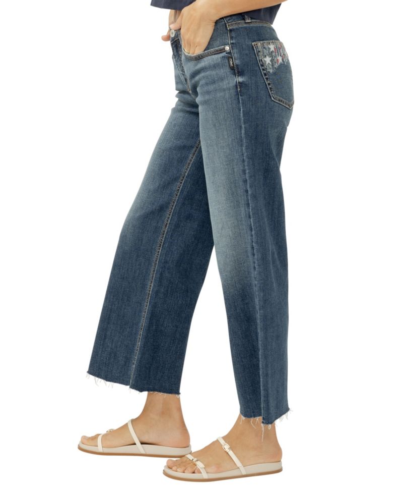 Women's Suki Mid-Rise Wide-Leg Americana Luxe Stretch Jeans