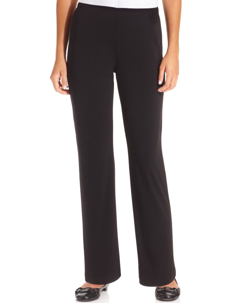 Petite Short Length Pull-On Straight-Leg Pants