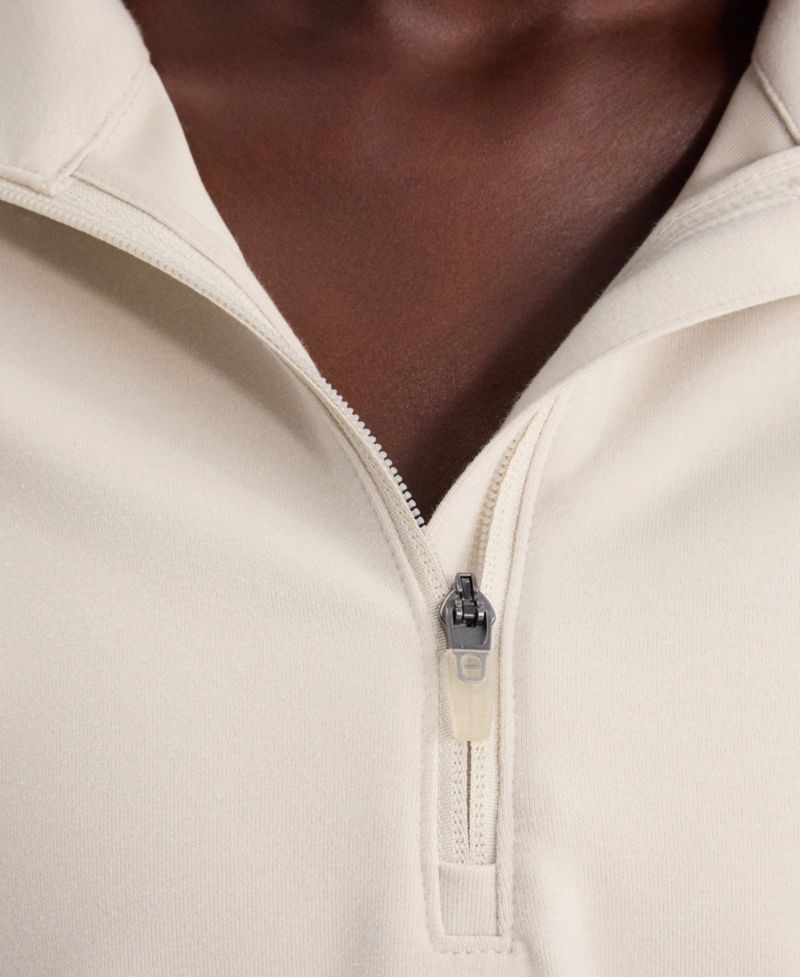 Women's Beige New York Yankees Oversized Clutch Tri-Blend Half-Zip Pullover Sweatshirt