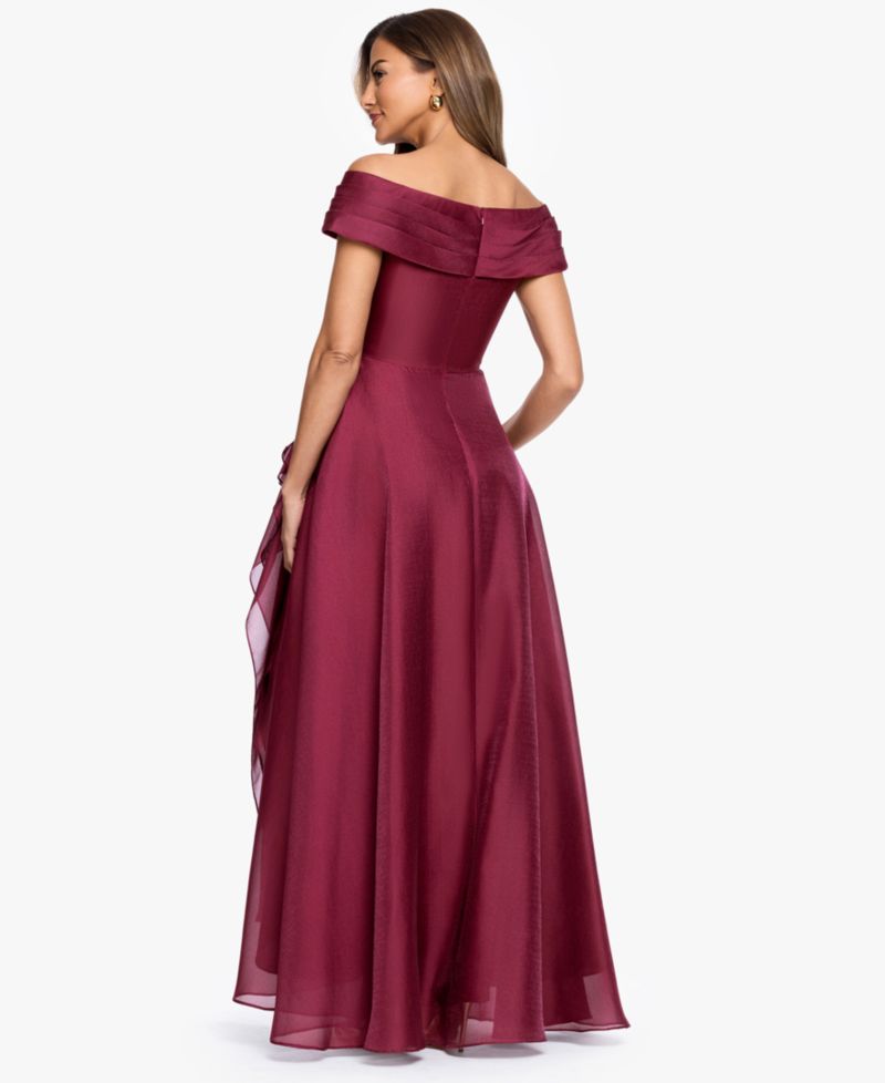 Women's Embroidered Floral Off-The-Shoulder Ball Gown