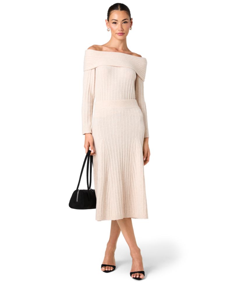Women's Lucien High-Waisted Ribbed-Knit A-Line Midi Skirt